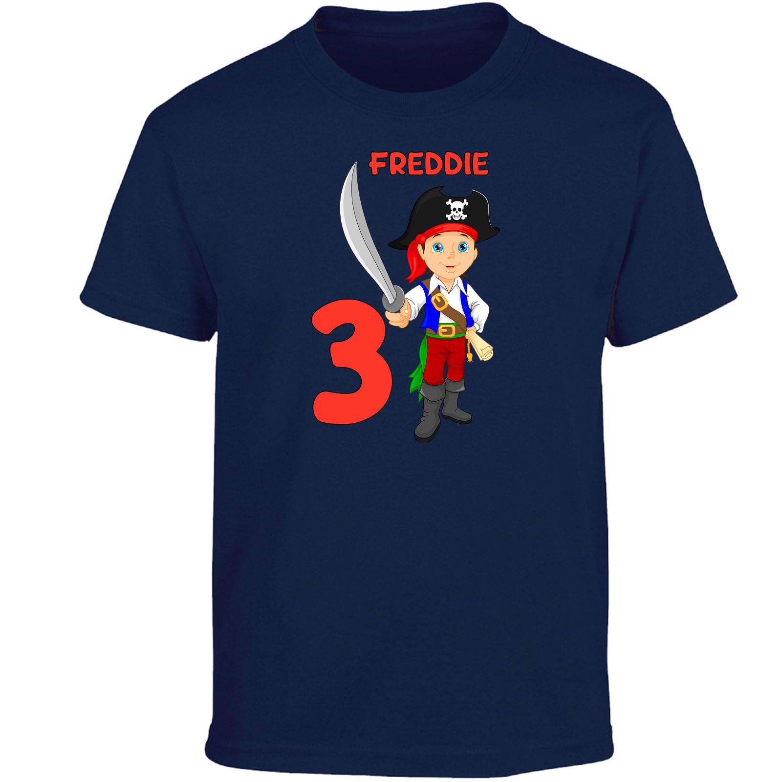 Personalised Boys T-Shirt | Custom Name and Age Pirate Tops