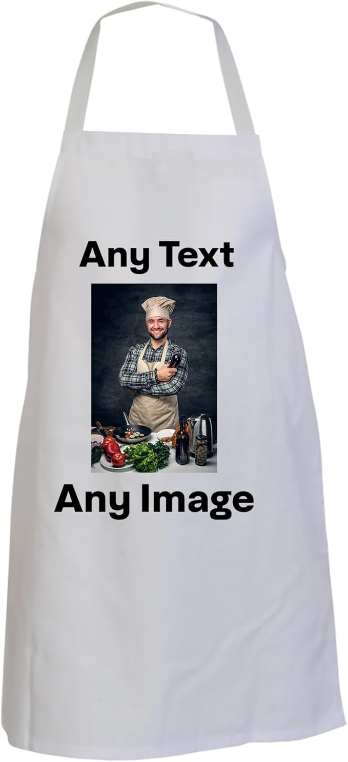 Personalised No Pocket Apron For Men's and Women's Customised any Image or Text