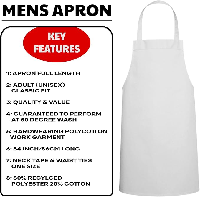 Personalised No Pocket Apron For Men's and Women's Customised any Image or Text