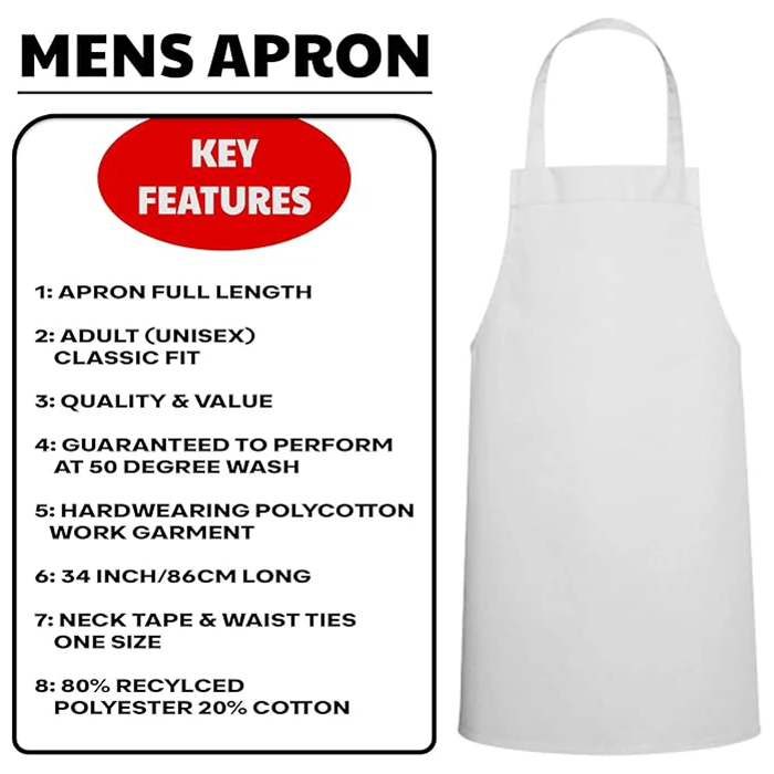 Personalised No Pocket Apron For Men's and Women's Customised any Image or Text