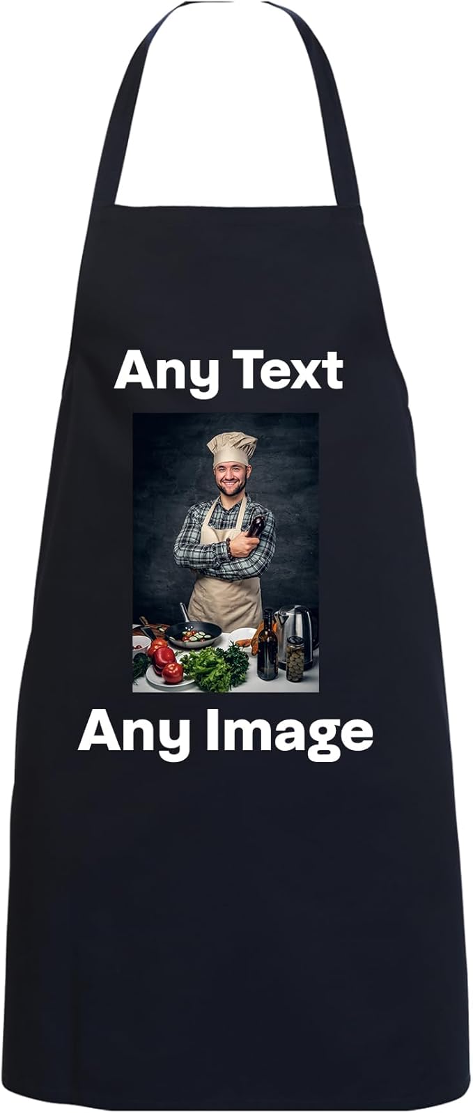 Personalised No Pocket Apron For Men's and Women's Customised any Image or Text