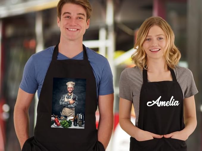 Personalised No Pocket Apron For Men's and Women's Customised any Image or Text