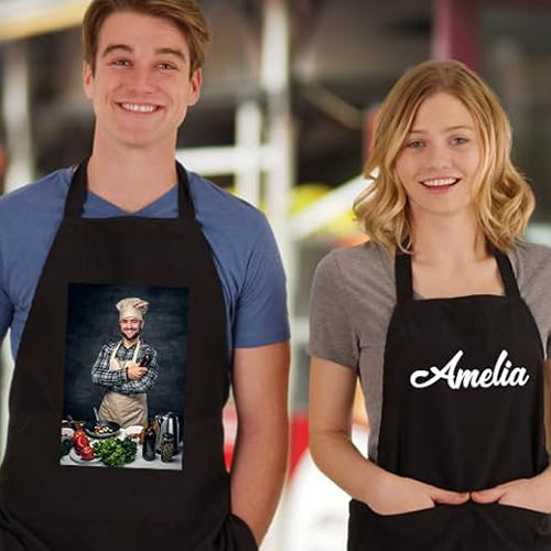 Personalised No Pocket Apron For Men's and Women's Customised any Image or Text