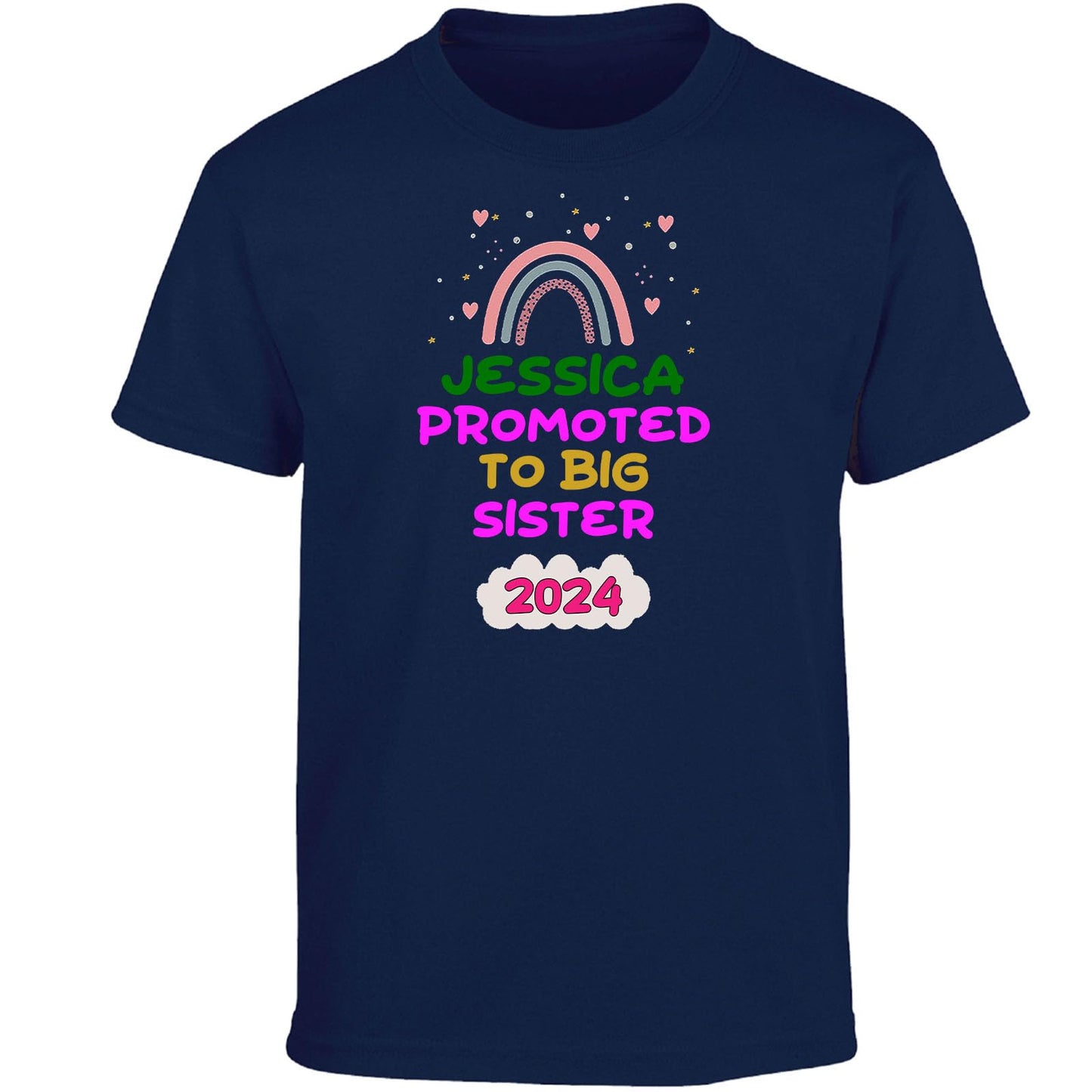 Personalised Promoted to Big Sister Girls Custom Name T-Shirt