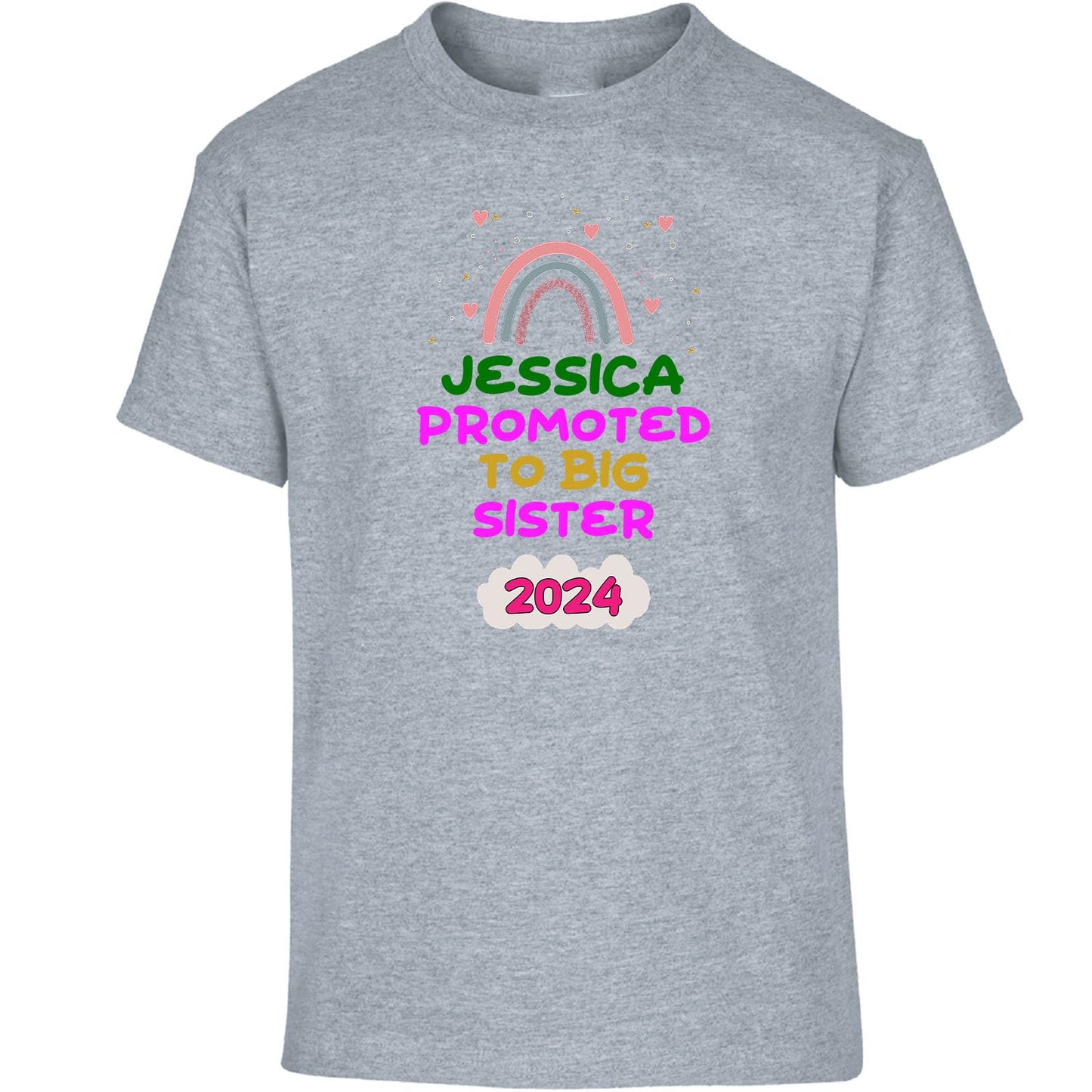 Personalised Promoted to Big Sister Girls Custom Name T-Shirt