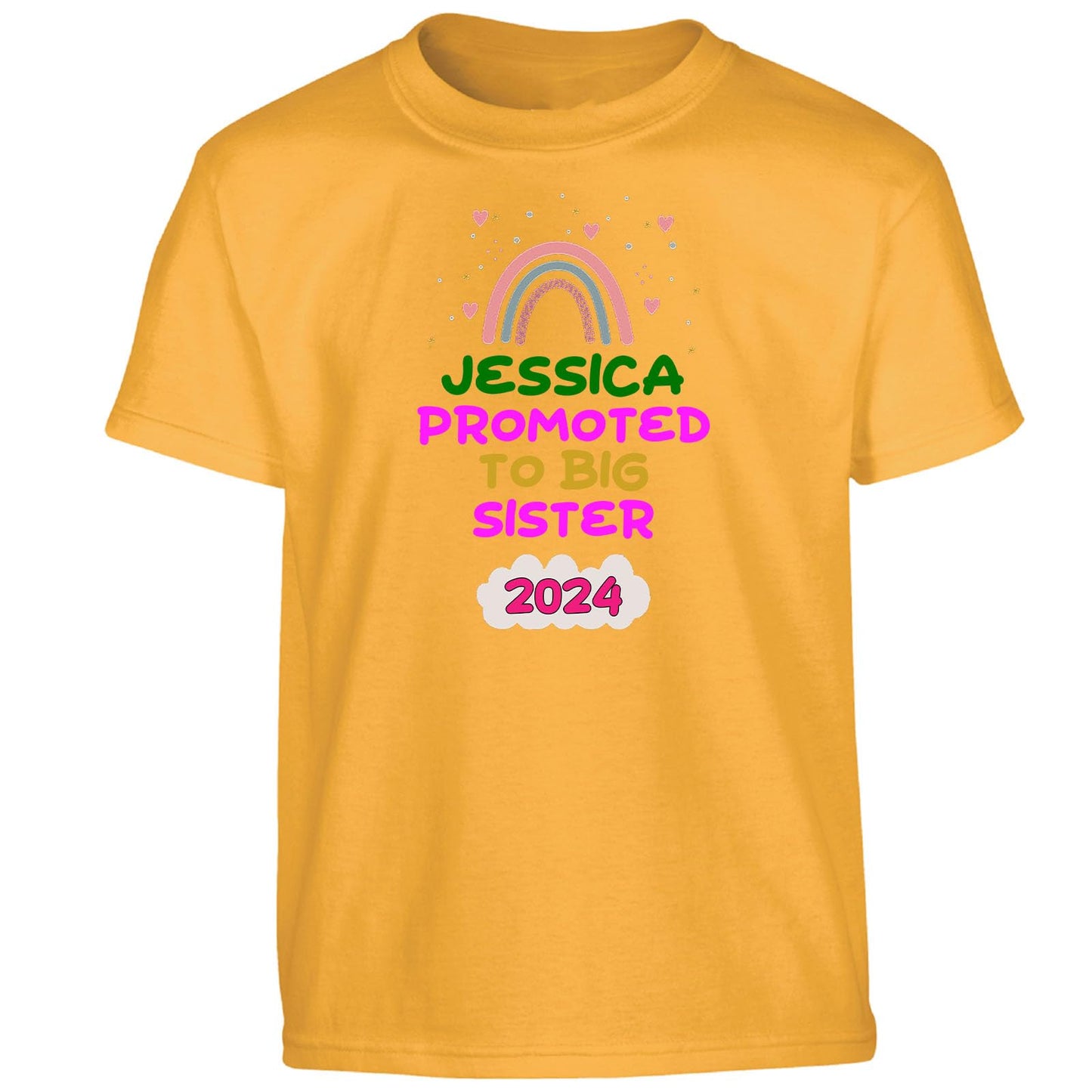 Personalised Promoted to Big Sister Girls Custom Name T-Shirt