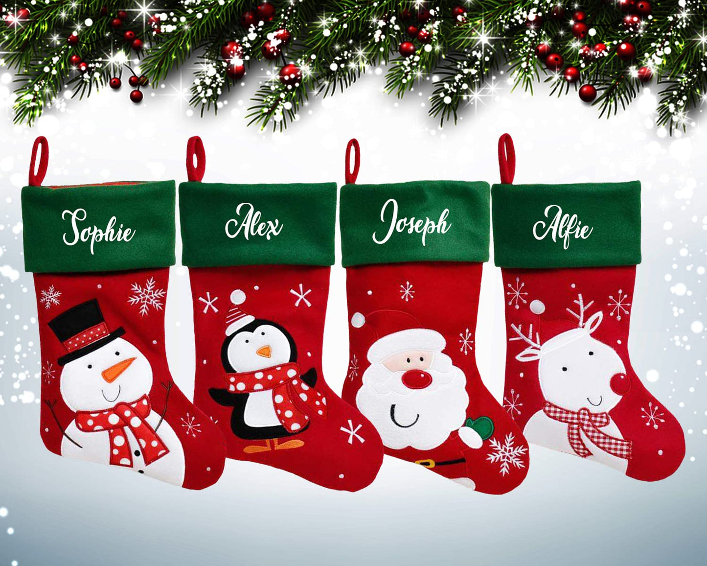 Personalised Red and Green Custom Stocking