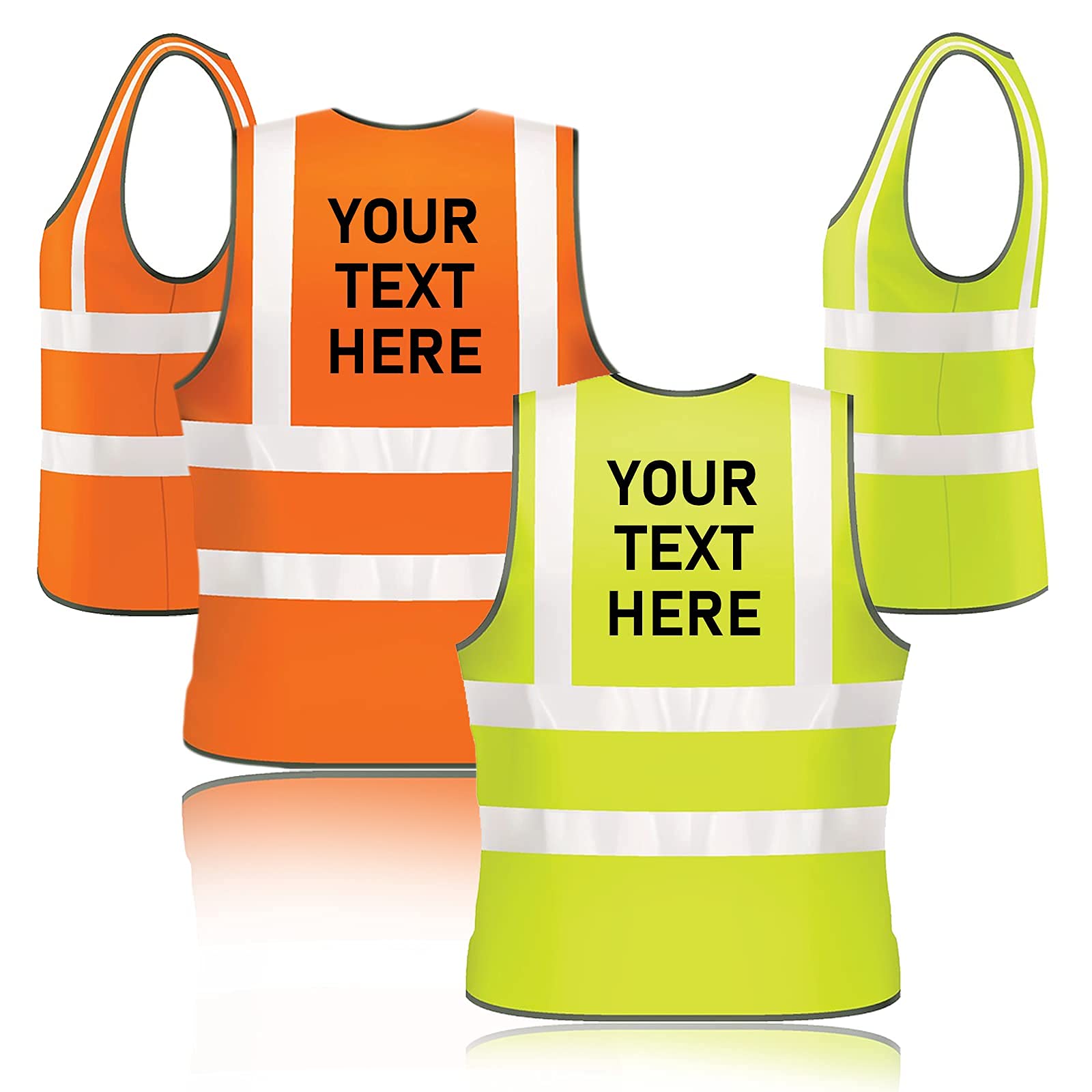 Personalised Reflective Hi Vis Vests - Custom Any Text & Logo Vest