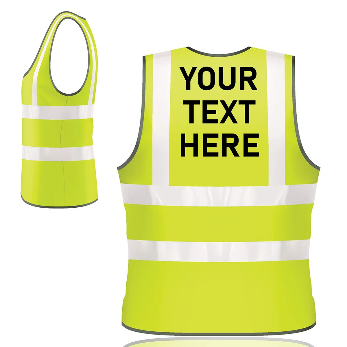 Personalised Reflective Hi Vis Vests - Custom Any Text & Logo Vest