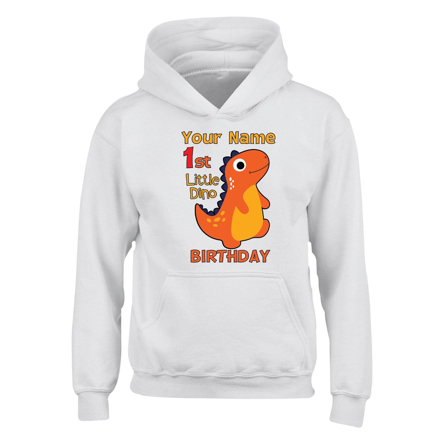 Personalised Year & Name Boys Girls Kids Hoody Dinosaur Design