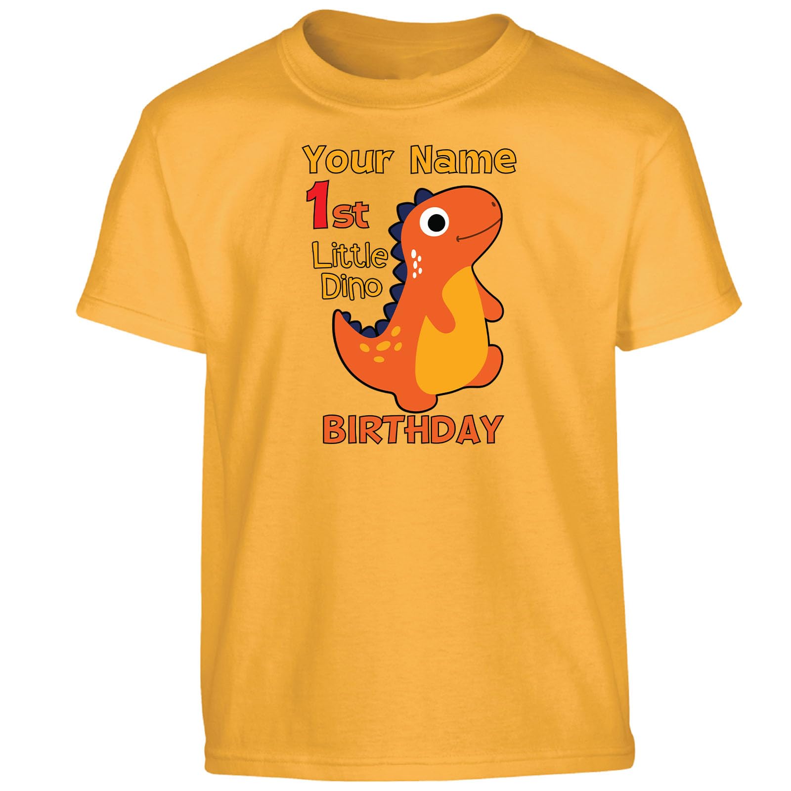 Personalised Year & Name Boys Girls Kids T-Shirt Dinosaur Design