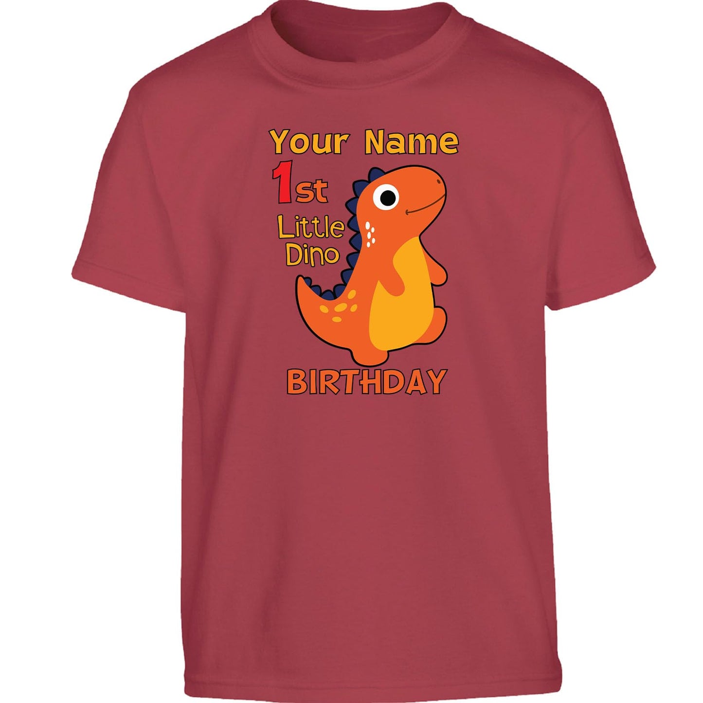 Personalised Year & Name Boys Girls Kids T-Shirt Dinosaur Design