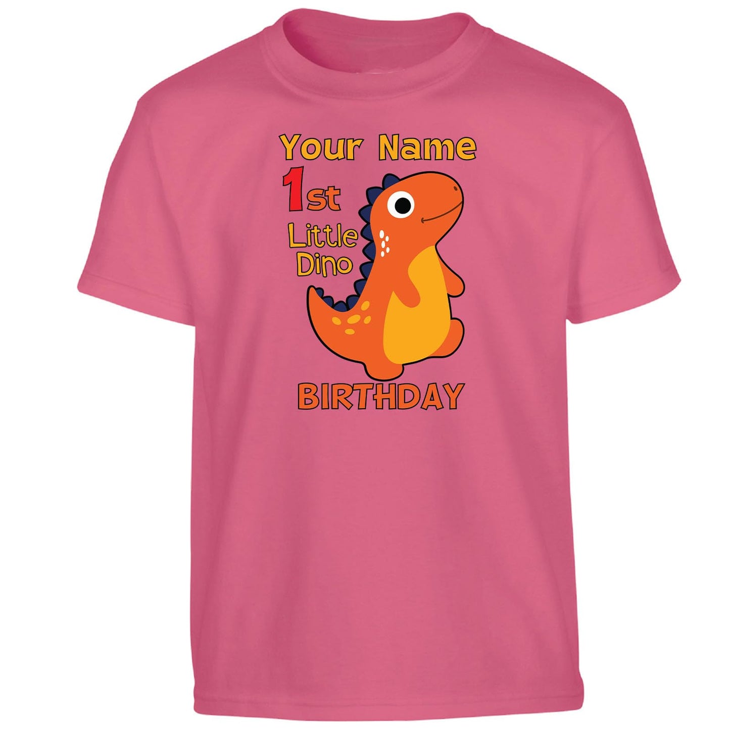 Personalised Year & Name Boys Girls Kids T-Shirt Dinosaur Design