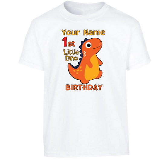 Personalised Year & Name Boys Girls Kids T-Shirt Dinosaur Design