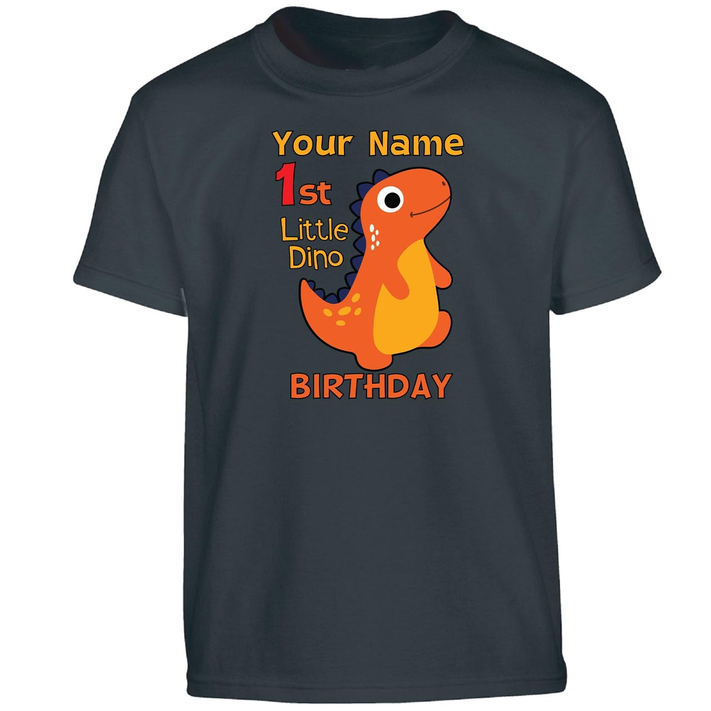 Personalised Year & Name Boys Girls Kids T-Shirt Dinosaur Design