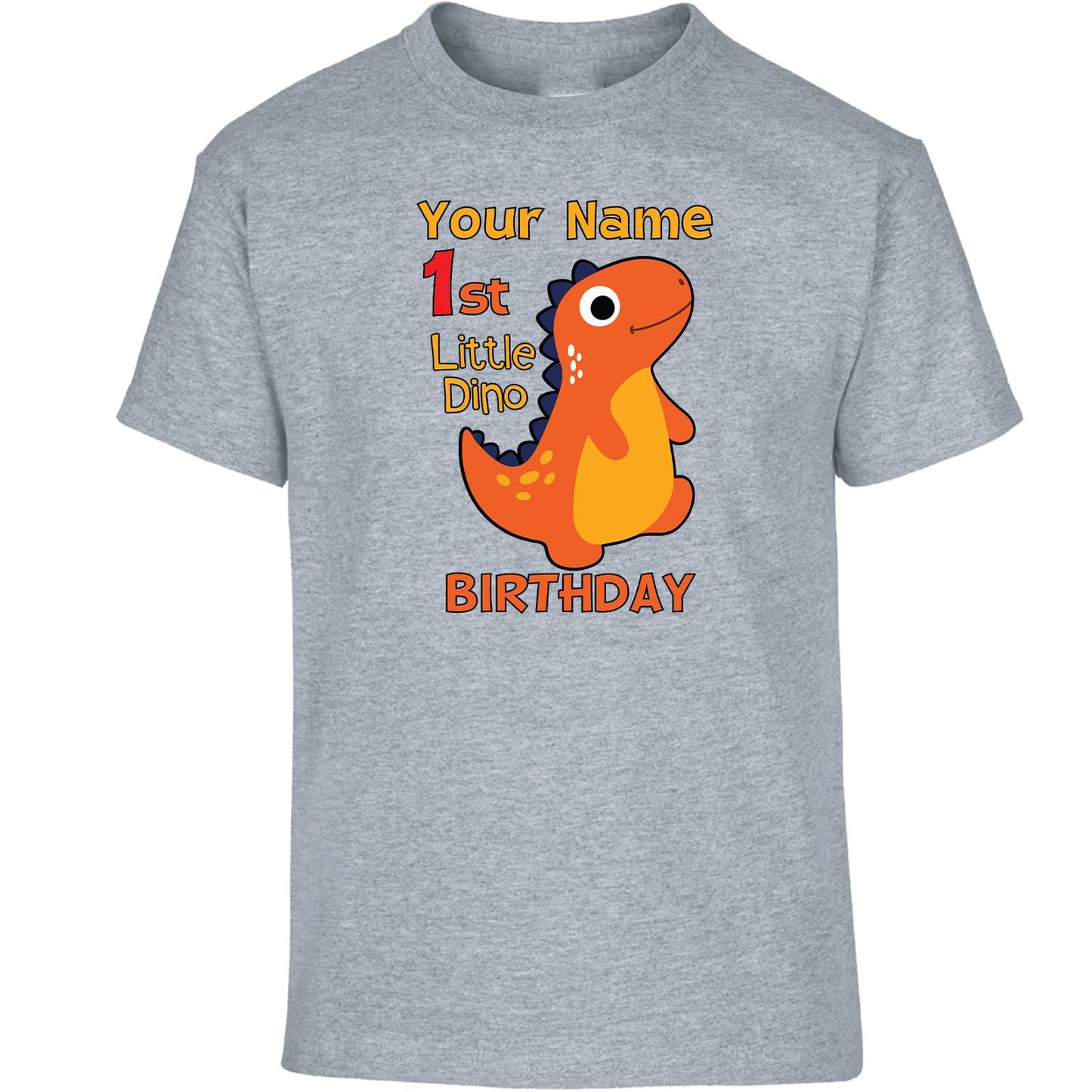 Personalised Year & Name Boys Girls Kids T-Shirt Dinosaur Design