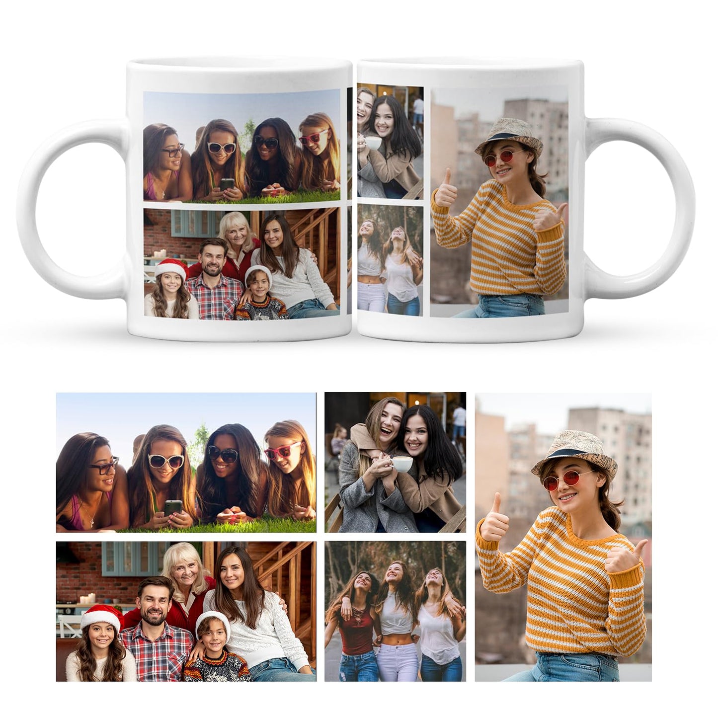 Personalised Mug with Photo, Print Your Photos with Collage, Birthday Gifts Custom Mug