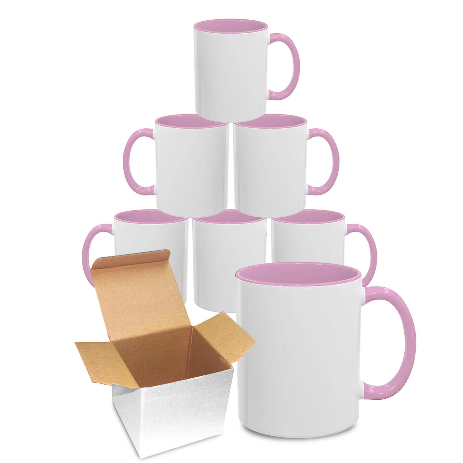 Sublimation Mugs 11oz Blank with Coloured Large Handle & Inner with Box