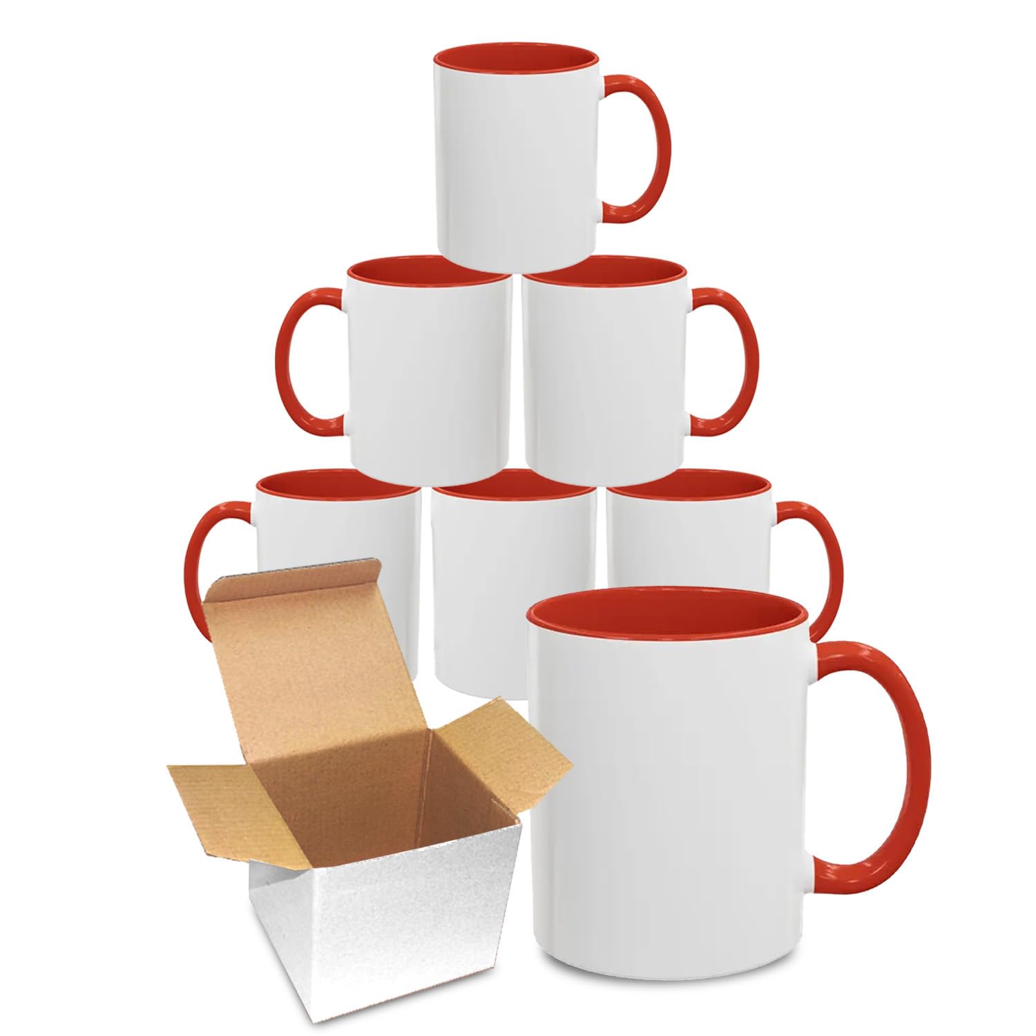 Sublimation Mugs 11oz Blank with Coloured Large Handle & Inner with Box