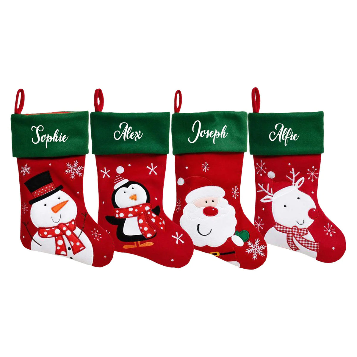 Personalised Kids Name Christmas Stocking  - Red and Green Stocking