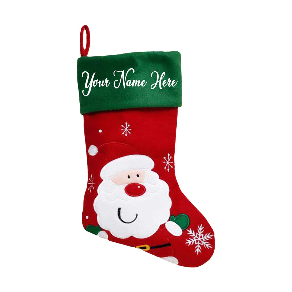 Personalised Kids Name Christmas Stocking  - Red and Green Stocking