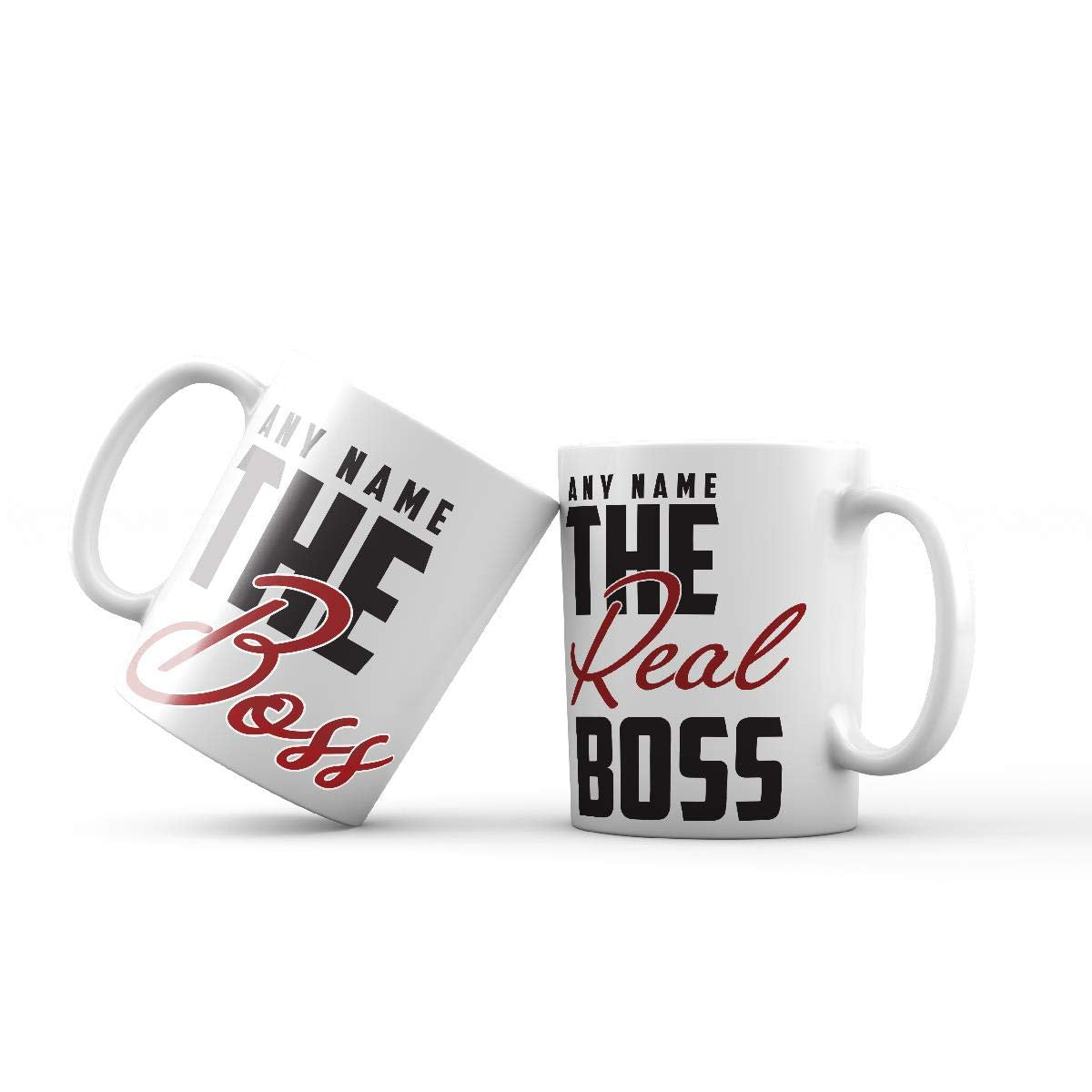 The Real Boss Personalised Mugs for Couple Set of 2 Cups