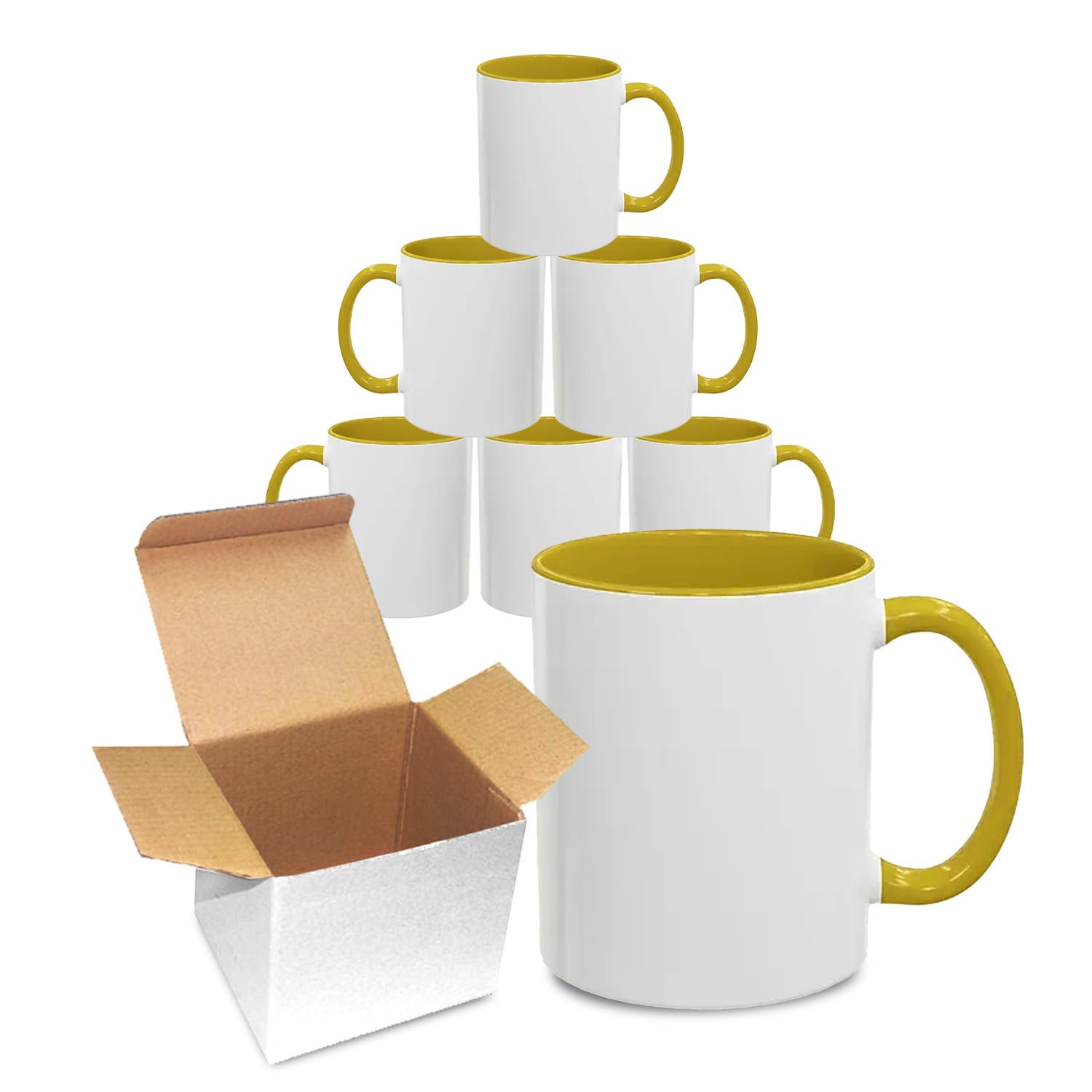 Sublimation Mugs 11oz Blank with Coloured Large Handle & Inner with Box