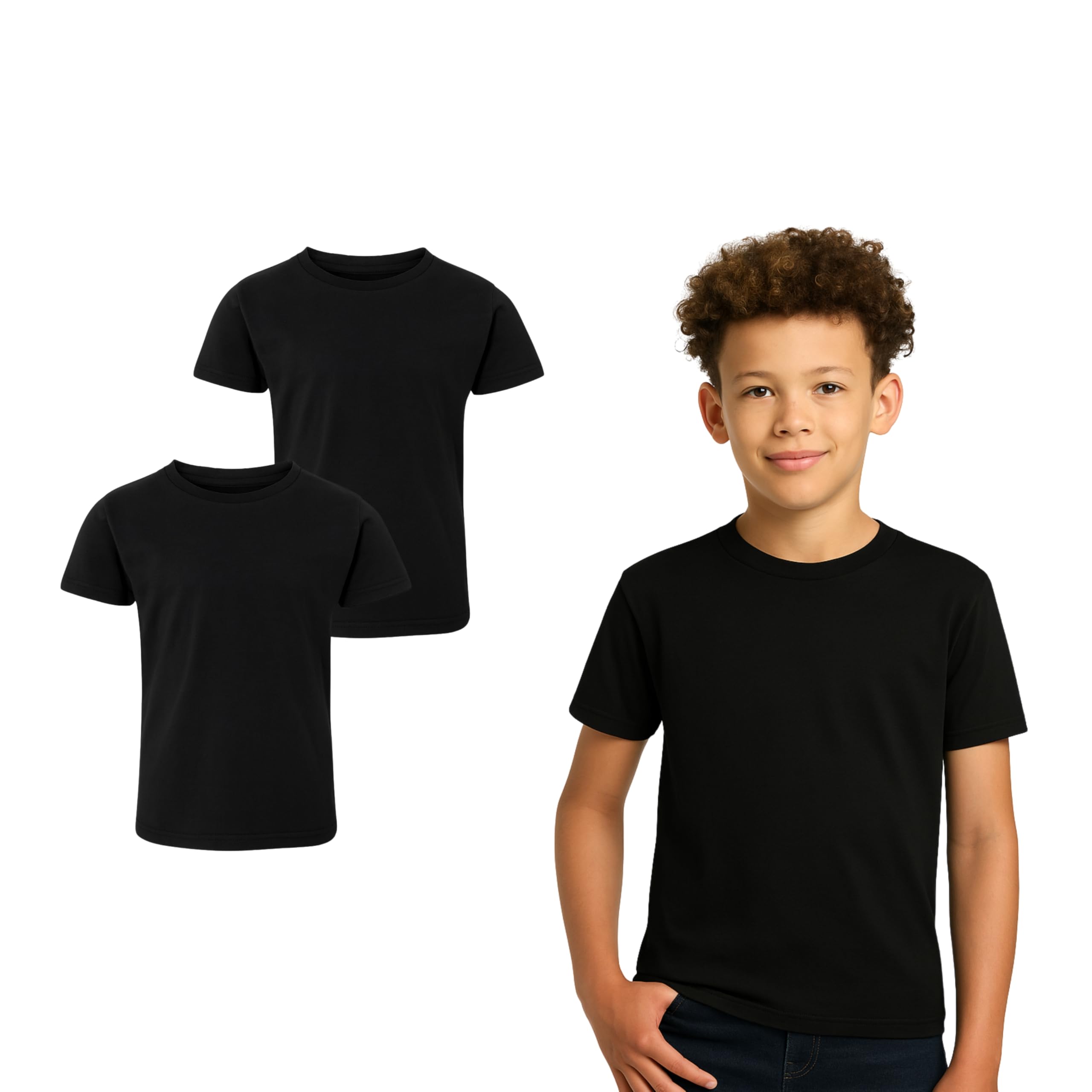 Boys & Girls T-Shirts for Kids - Pack of 2 Short Sleeve Cotton Tops