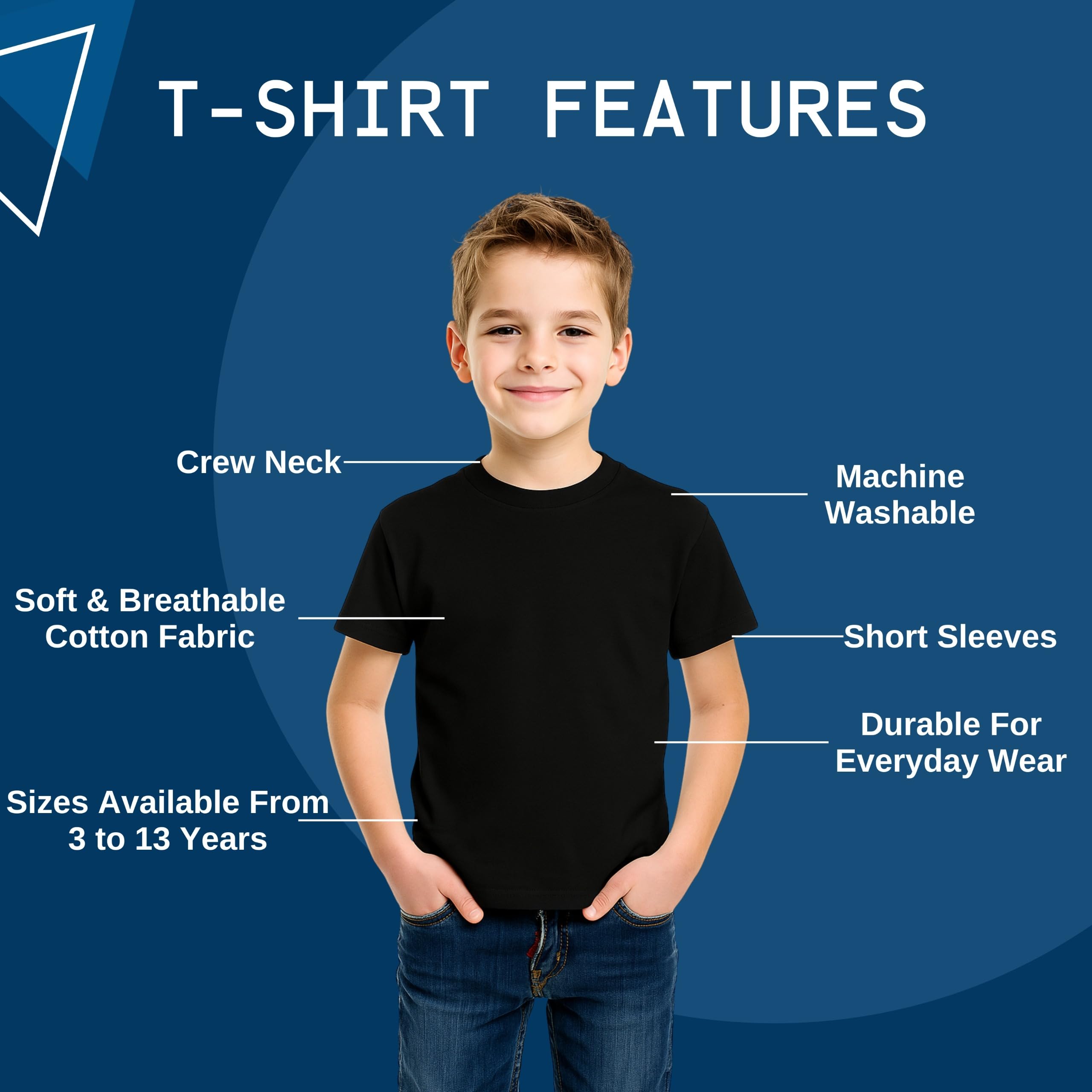 Boys & Girls T-Shirts for Kids - Pack of 2 Short Sleeve Cotton Tops