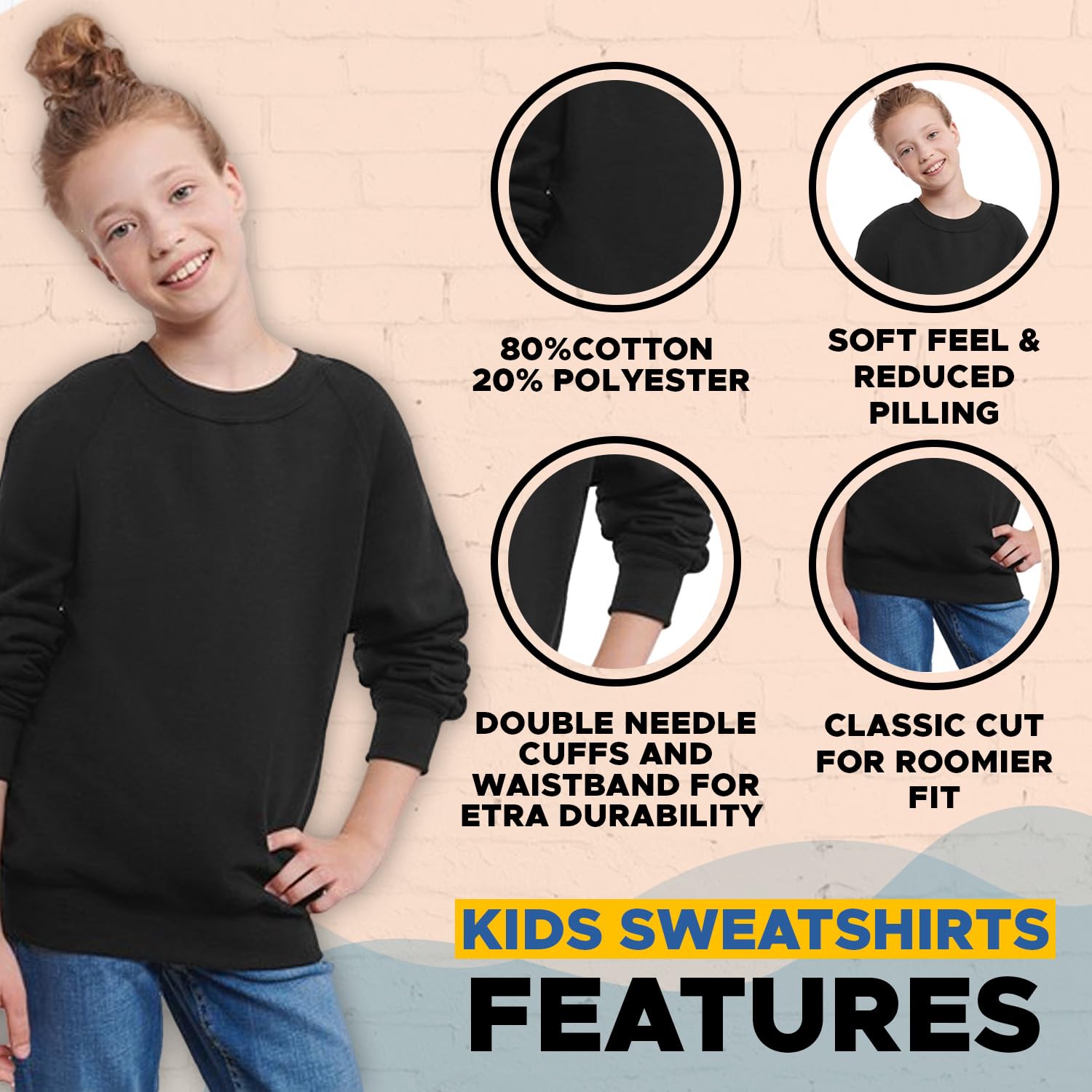 Sweatshirt For Boys & Girls – Pullover for School, Pack of 2 Casual Wear