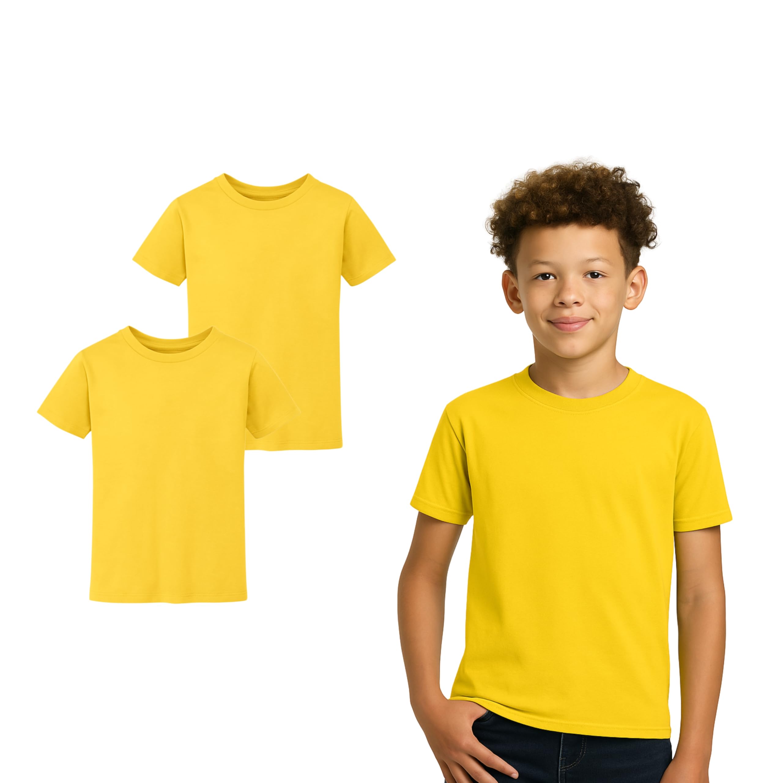 Boys & Girls T-Shirts for Kids - Pack of 2 Short Sleeve Cotton Tops