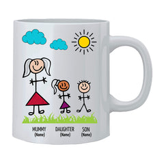 Personalised Dad and Mom Mug For Family and Clidrens  - Custom Names Mugs