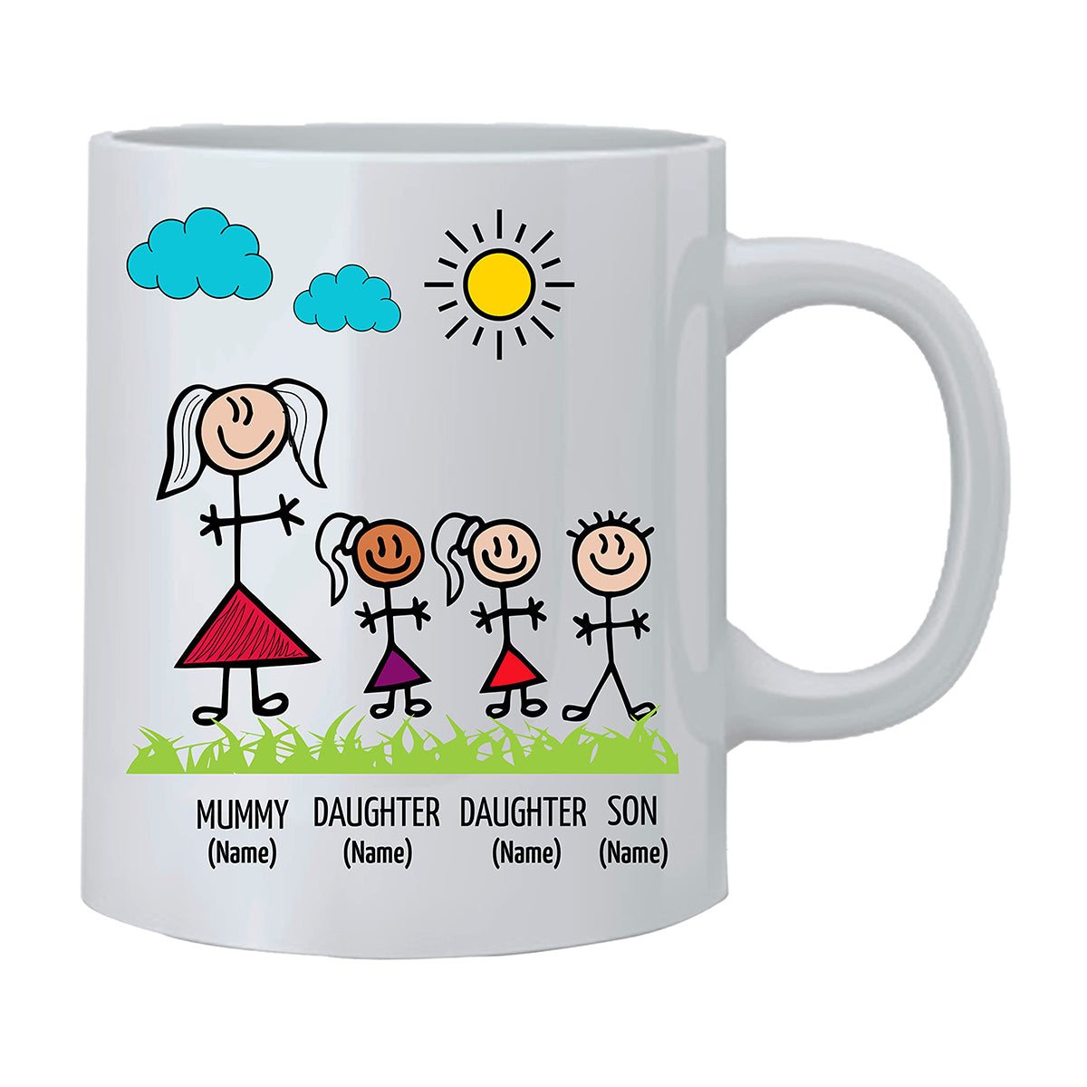 Personalised Dad and Mom Mug For Family and Clidrens  - Custom Names Mugs