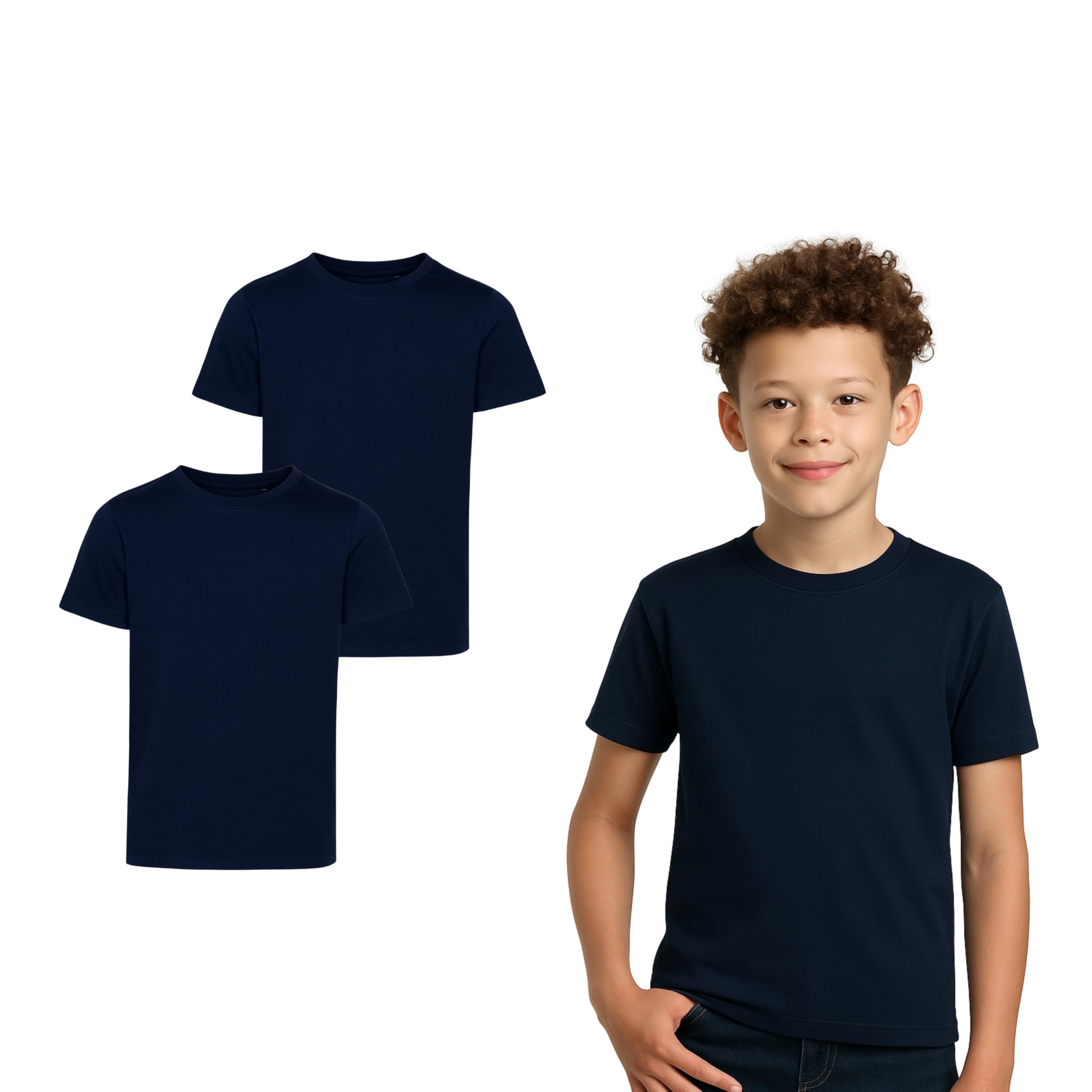 Boys & Girls T-Shirts for Kids - Pack of 2 Short Sleeve Cotton Tops