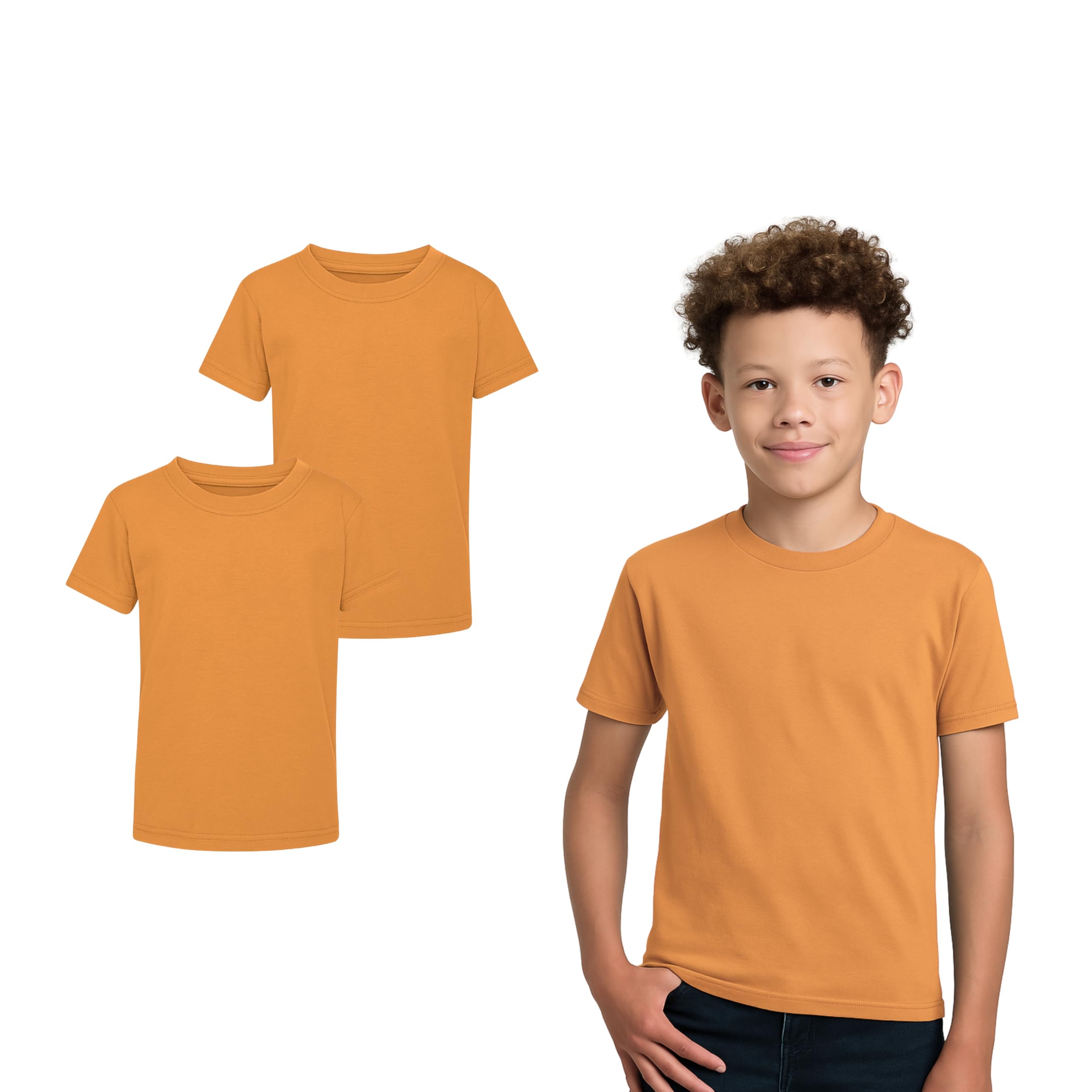 Boys & Girls T-Shirts for Kids - Pack of 2 Short Sleeve Cotton Tops