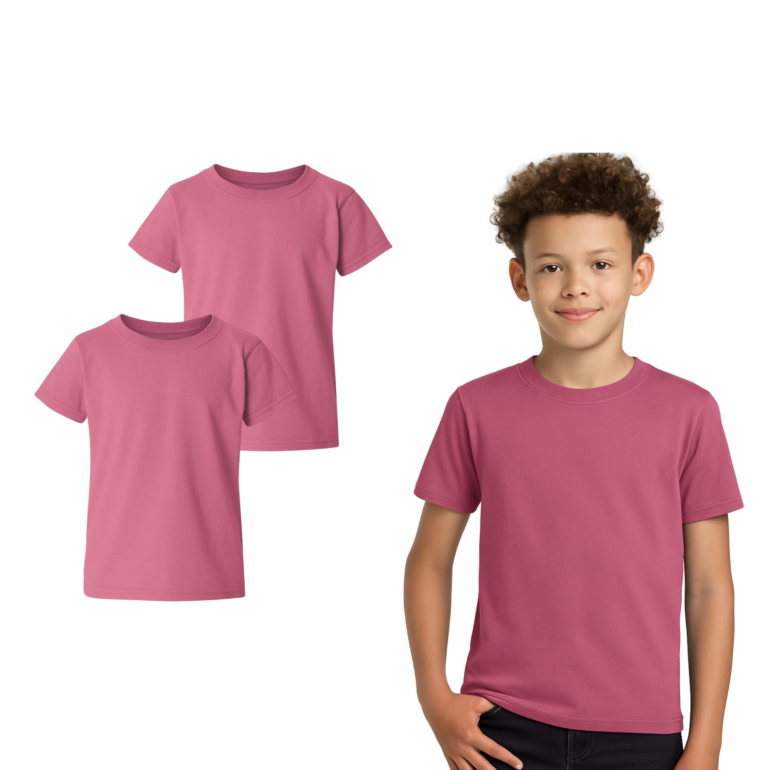 Boys & Girls T-Shirts for Kids - Pack of 2 Short Sleeve Cotton Tops
