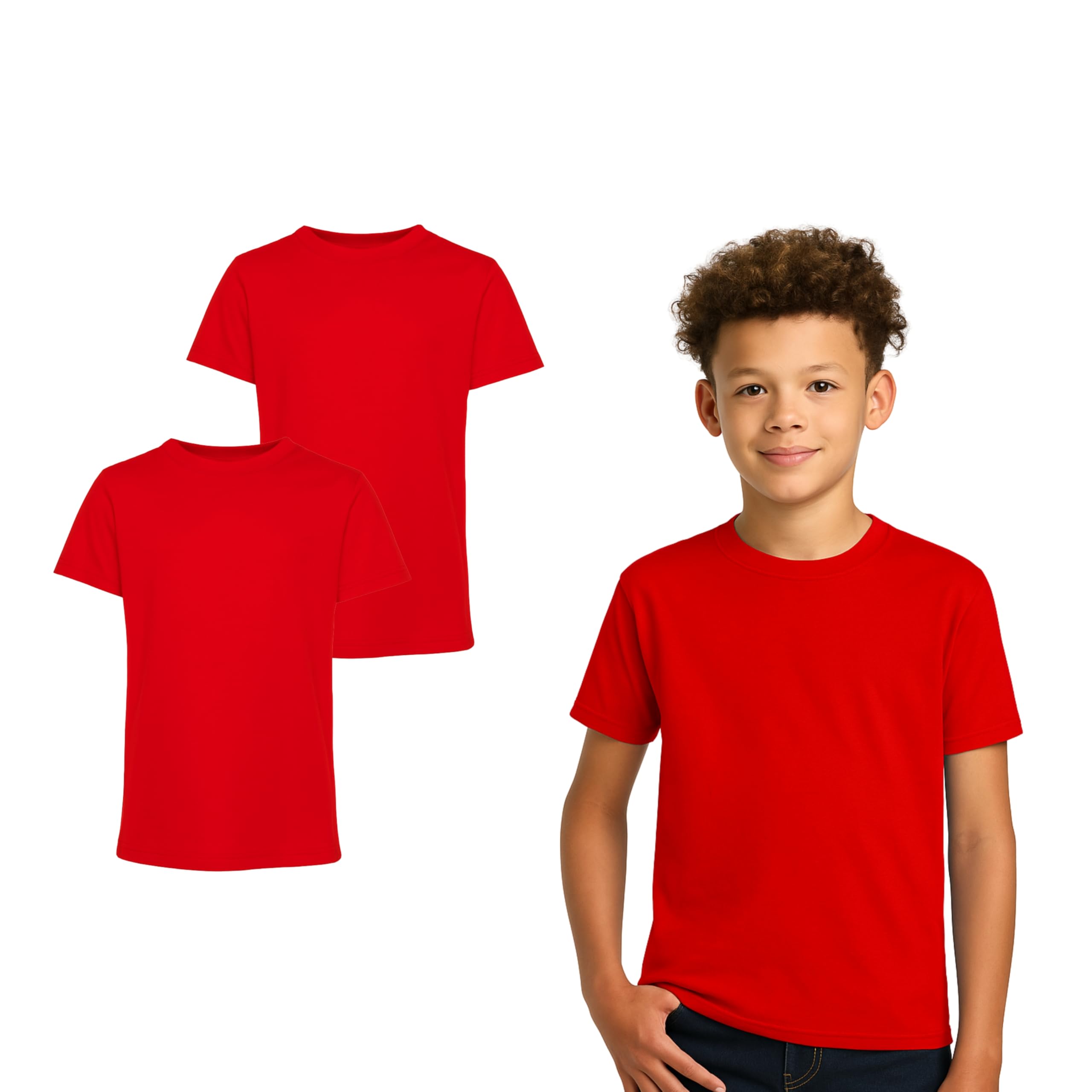 Boys & Girls T-Shirts for Kids - Pack of 2 Short Sleeve Cotton Tops