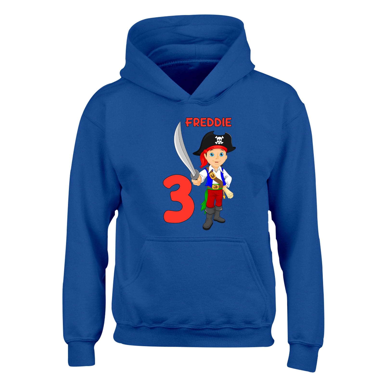 Personalised Any Name & Age Pirate Hoody - Boys Custom Hoodie