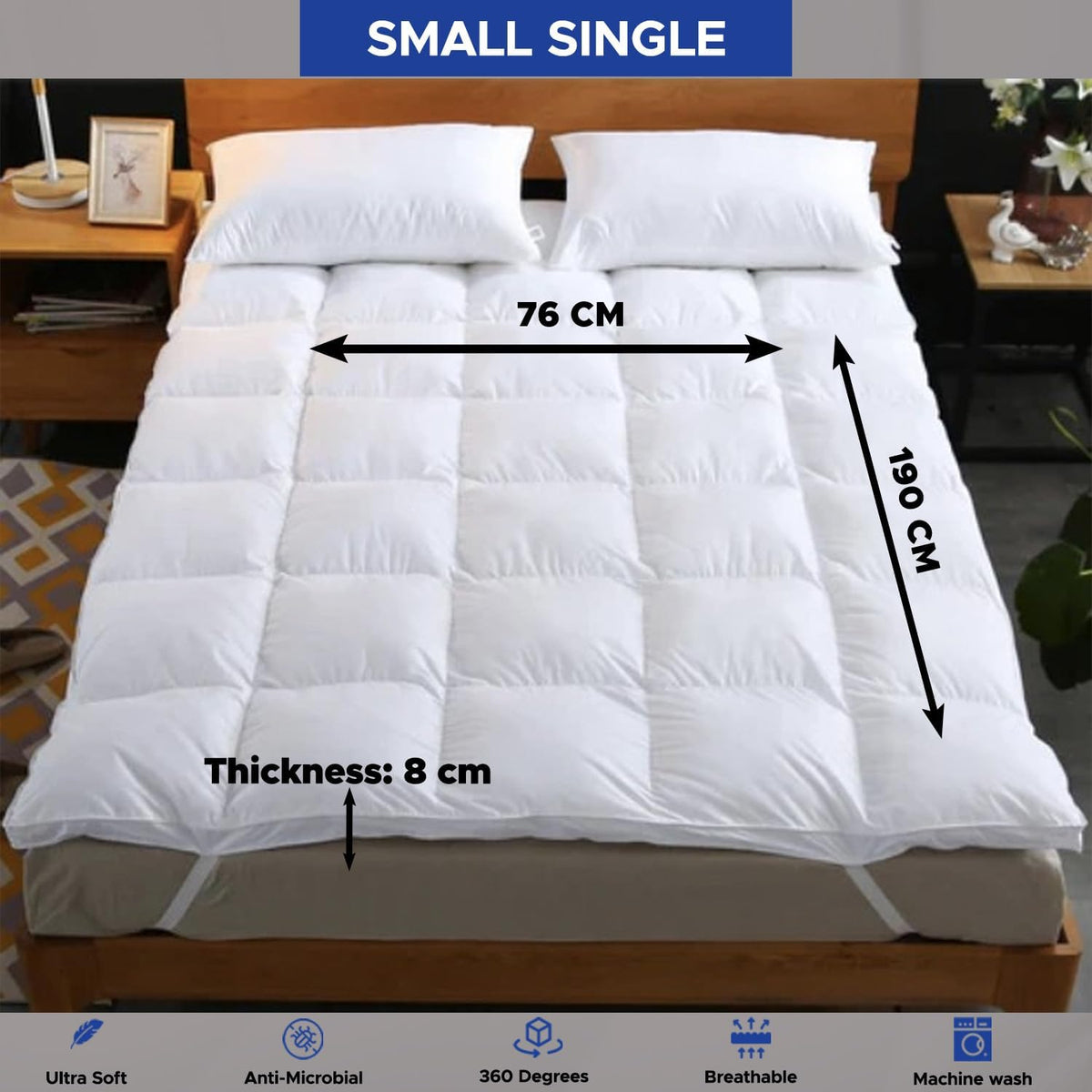 Mattress Topper | Soft & Fluffy Quilted Microfiber Mattress Protector | Firm, Foldable, Comfortable & Hypoallergenic Bed Topper