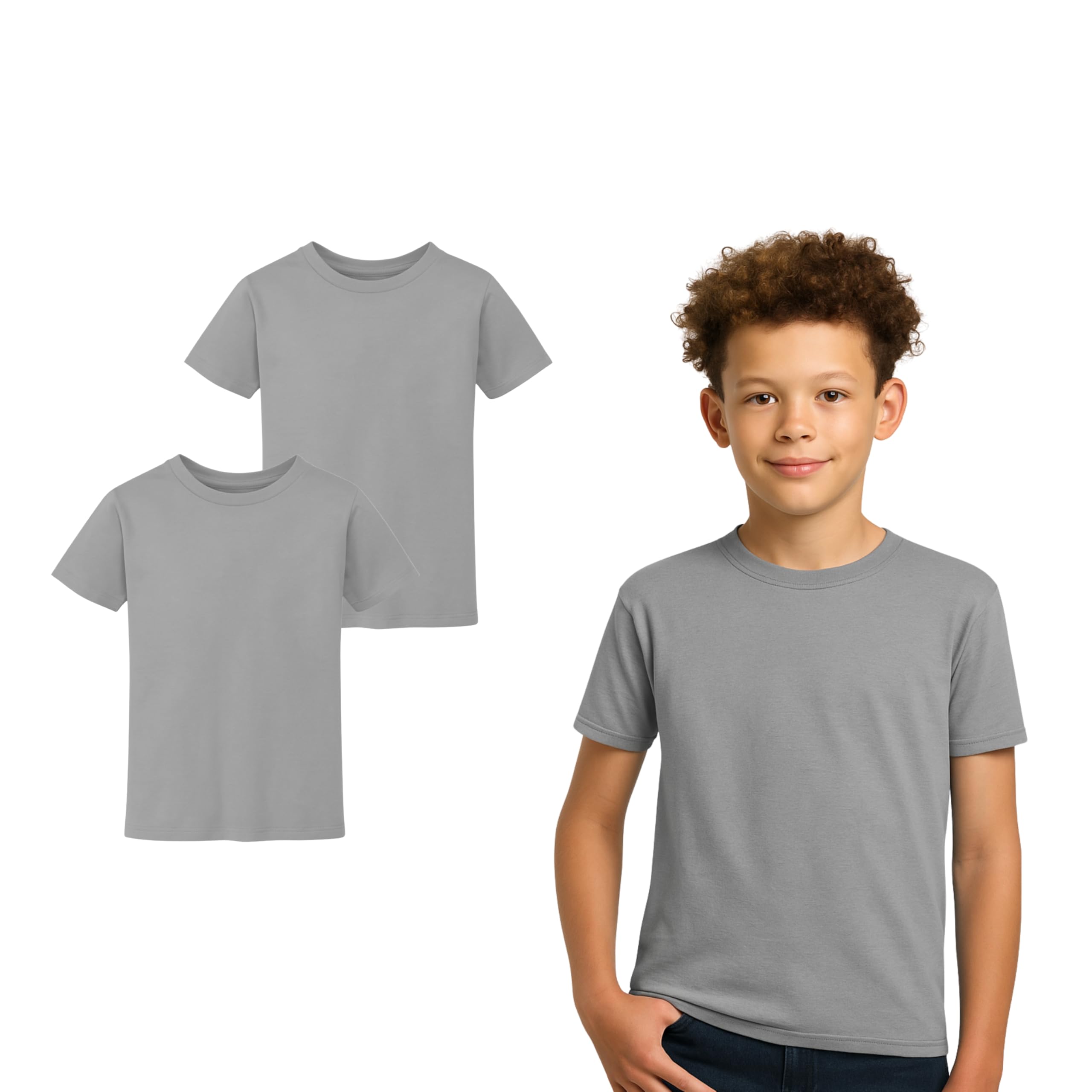 Boys & Girls T-Shirts for Kids - Pack of 2 Short Sleeve Cotton Tops