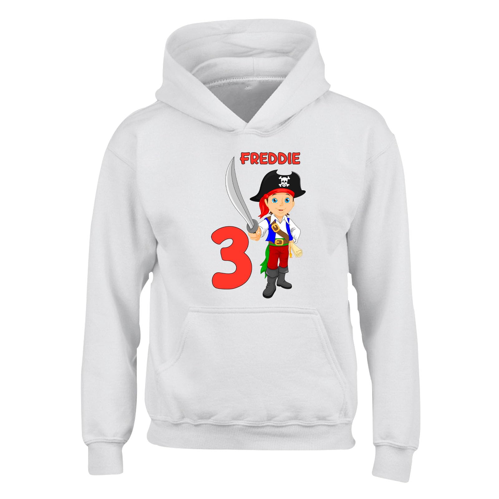 Personalised Any Name & Age Pirate Hoody - Boys Custom Hoodie