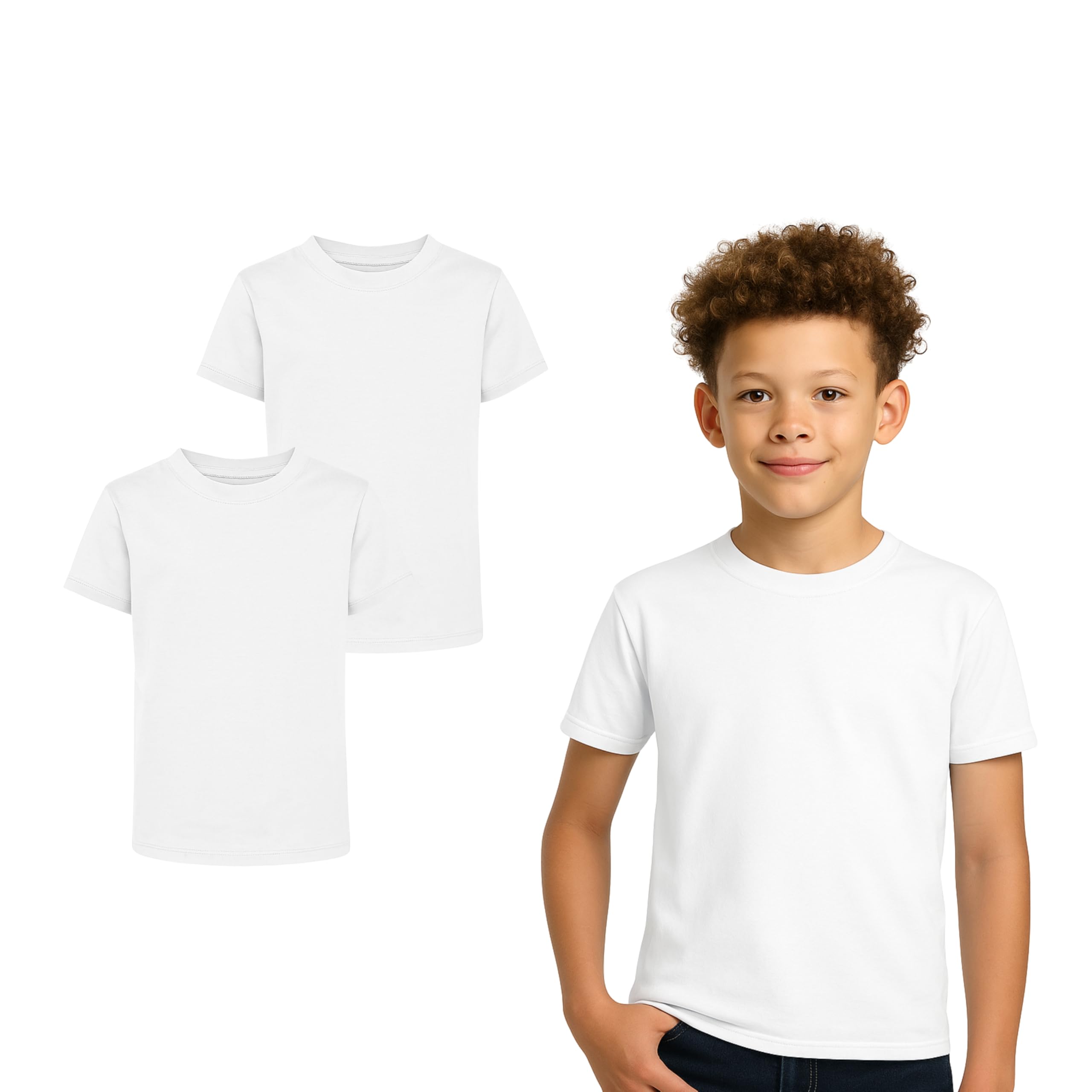 Boys & Girls T-Shirts for Kids - Pack of 2 Short Sleeve Cotton Tops