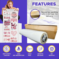 DTF Transfer Film Roll 60cm x 100m – Double Sided Matte PET Heat Transfer Paper for Inkjet Printers